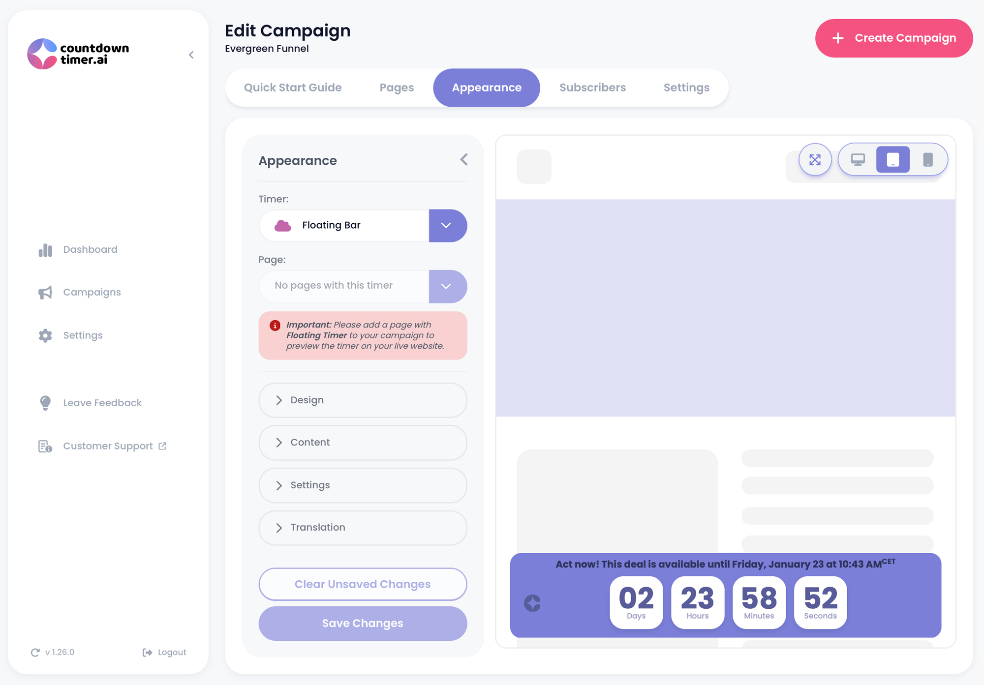 CountdownTimer.ai Dashboard Preview